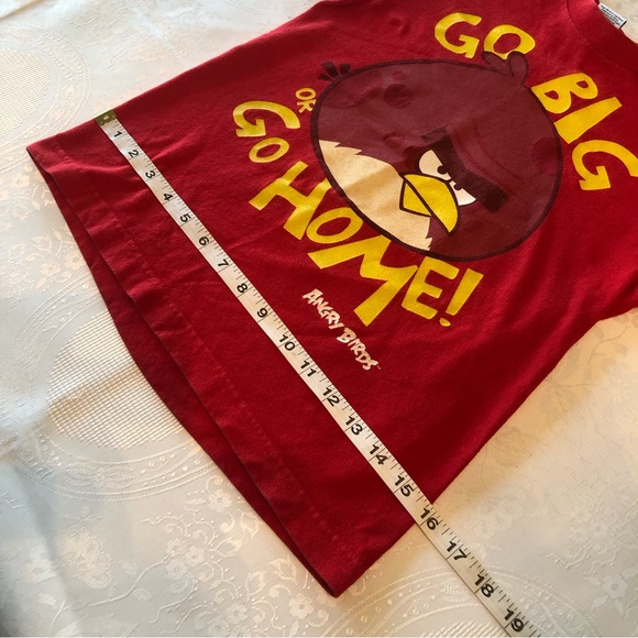 Angry Birds Boys Size S Red T-Shirt Short Sleeves Go Big Or Go Home Graphics - Picture 8 of 13